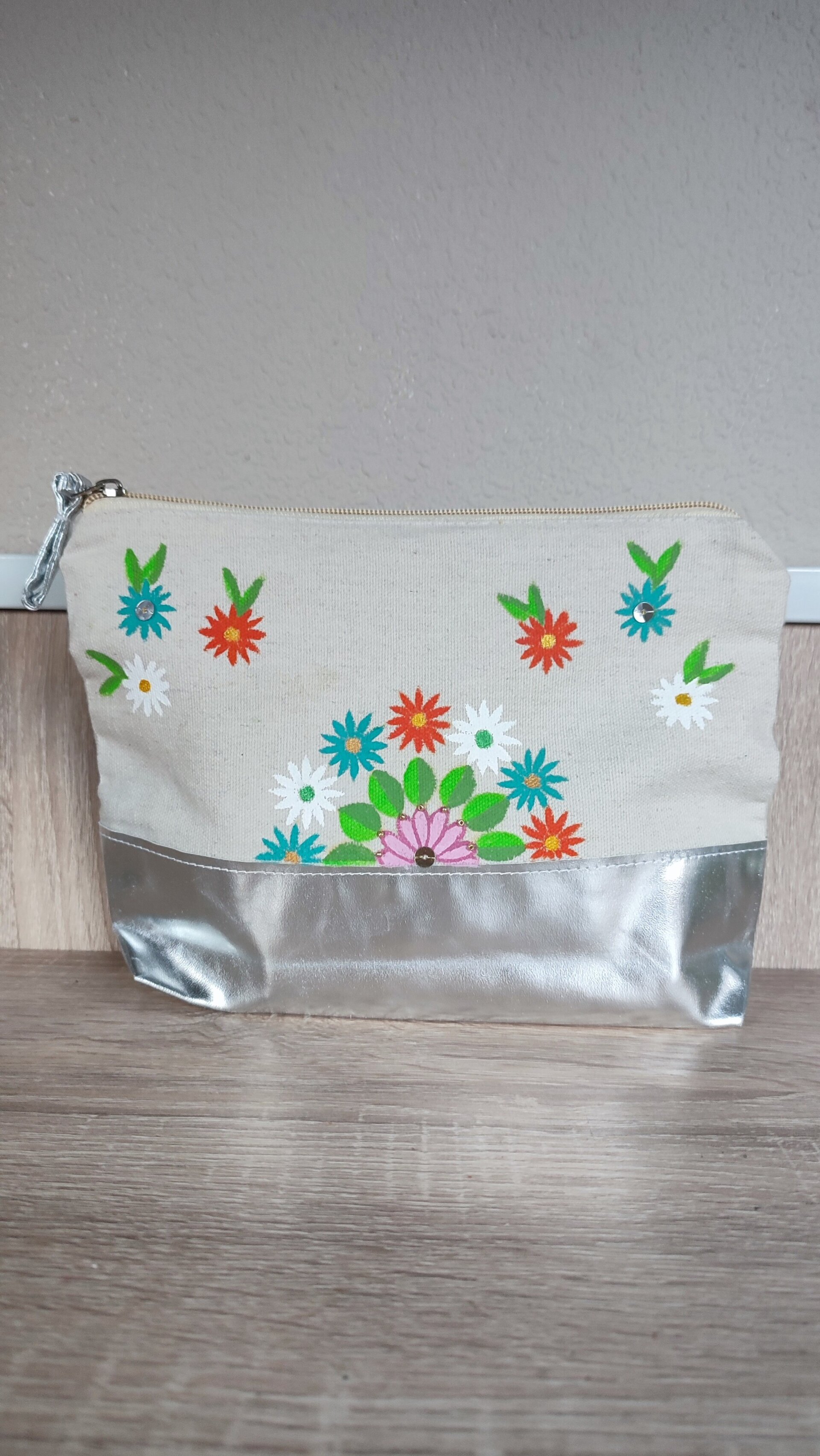 Set de Neceser y Espejo pintado a mano con margaritas - 3