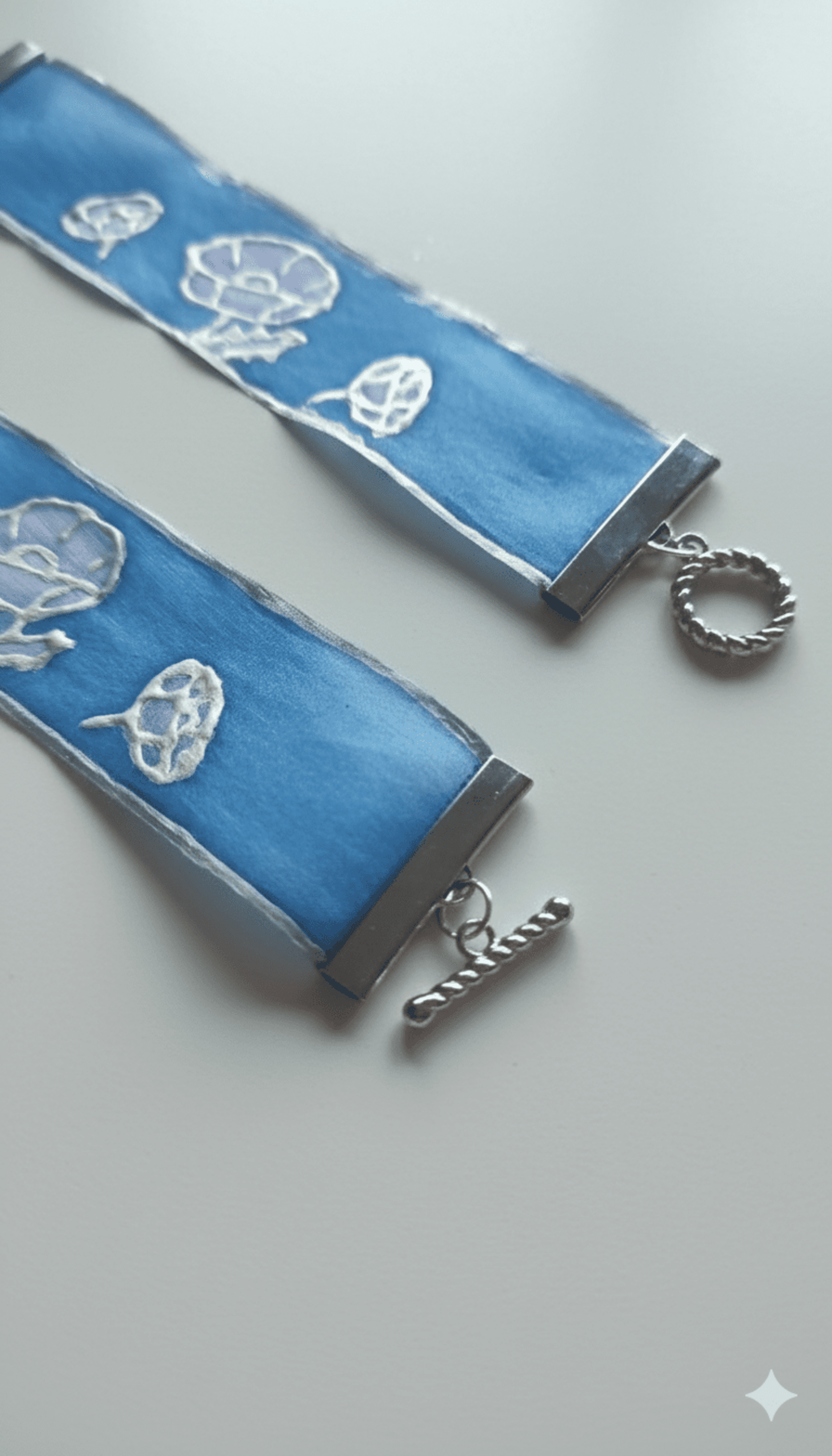 Pulsera/brazalete de seda pintado a mano con diseños sol y amapolas - 3