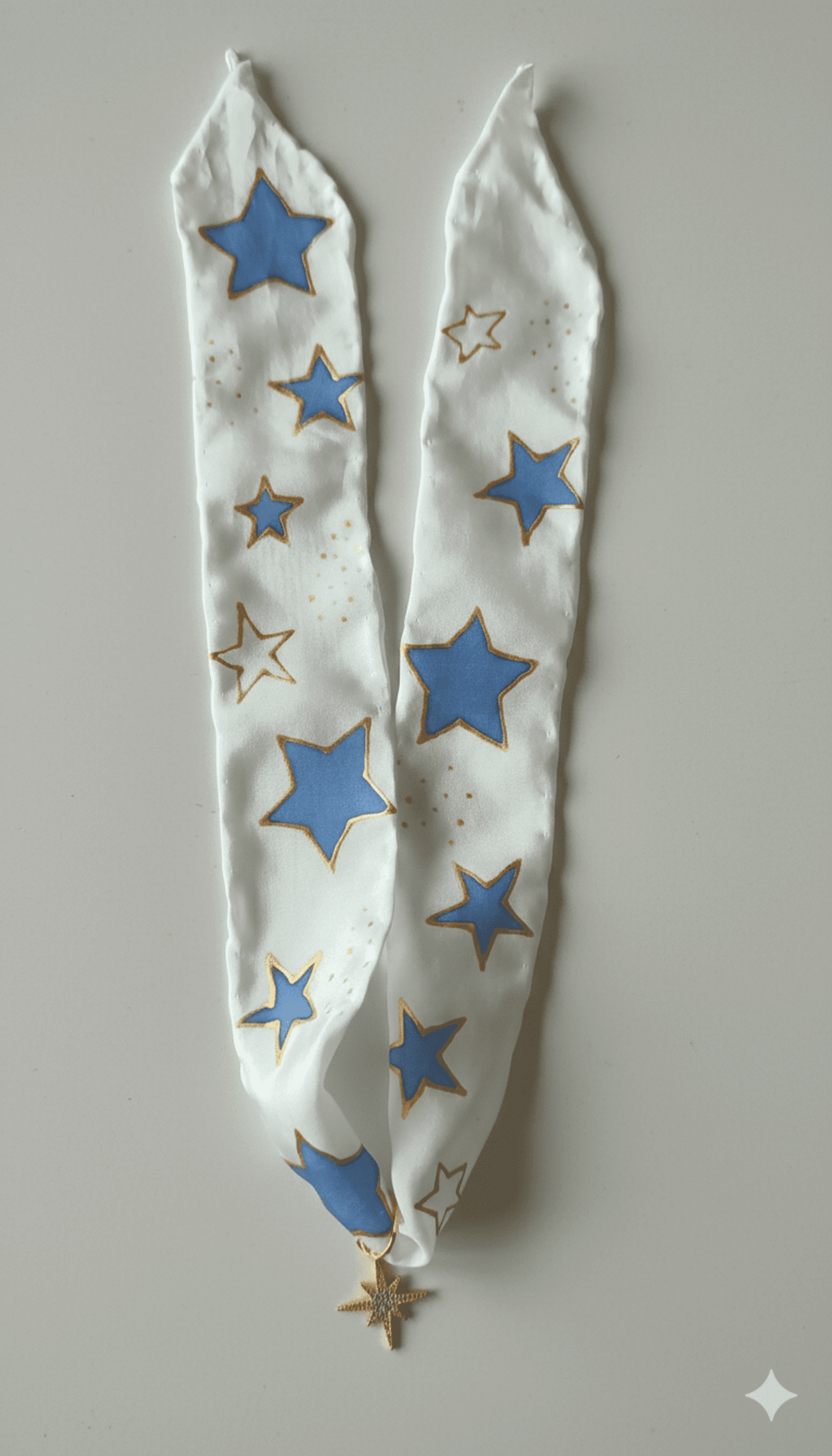 Collar de seda pintado a mano con estrellas y colgante de estrella - 8