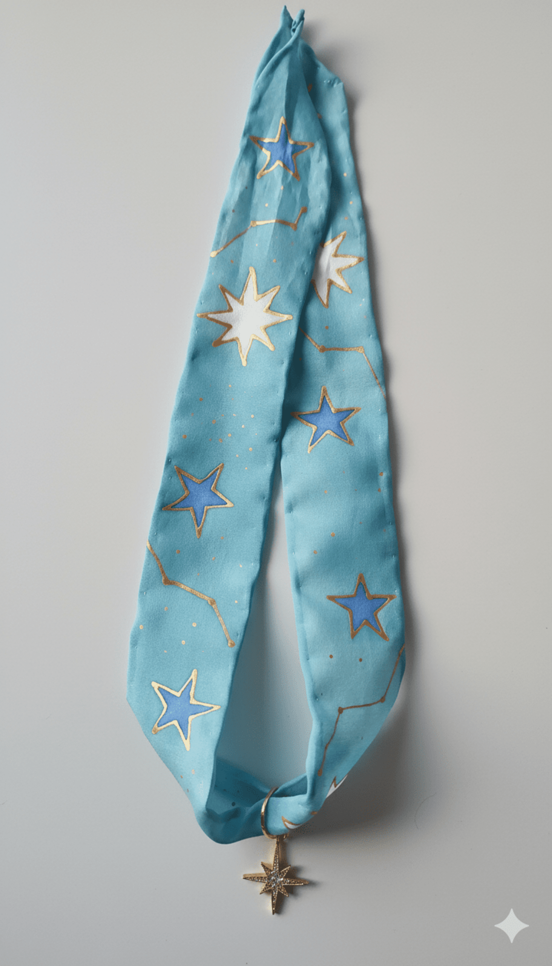 Collar de seda pintado a mano con estrellas y colgante de estrella - 9