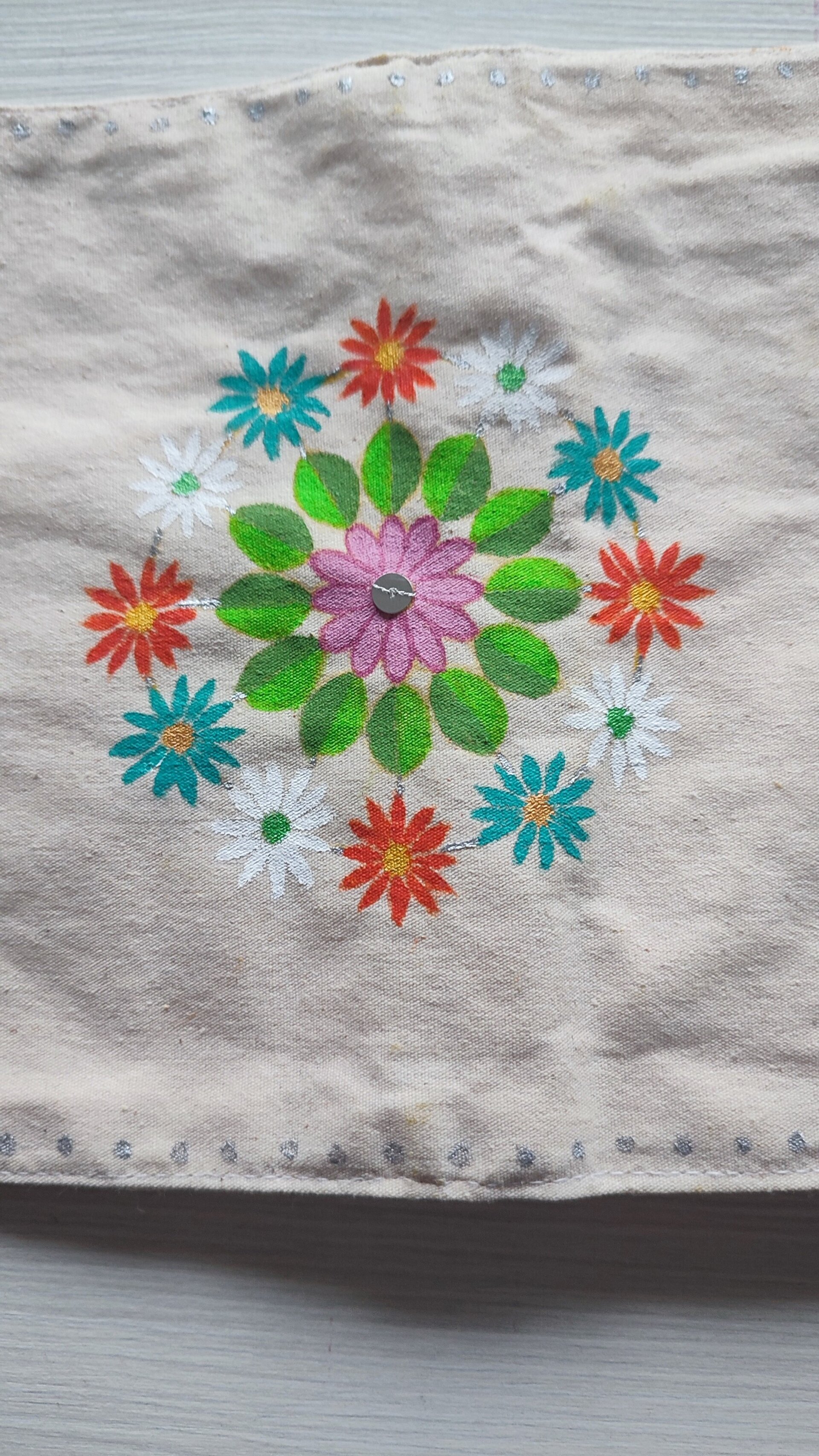 Joyero de Viaje Pintado a Mano con Flores y bordado con Lentejuelas - 5