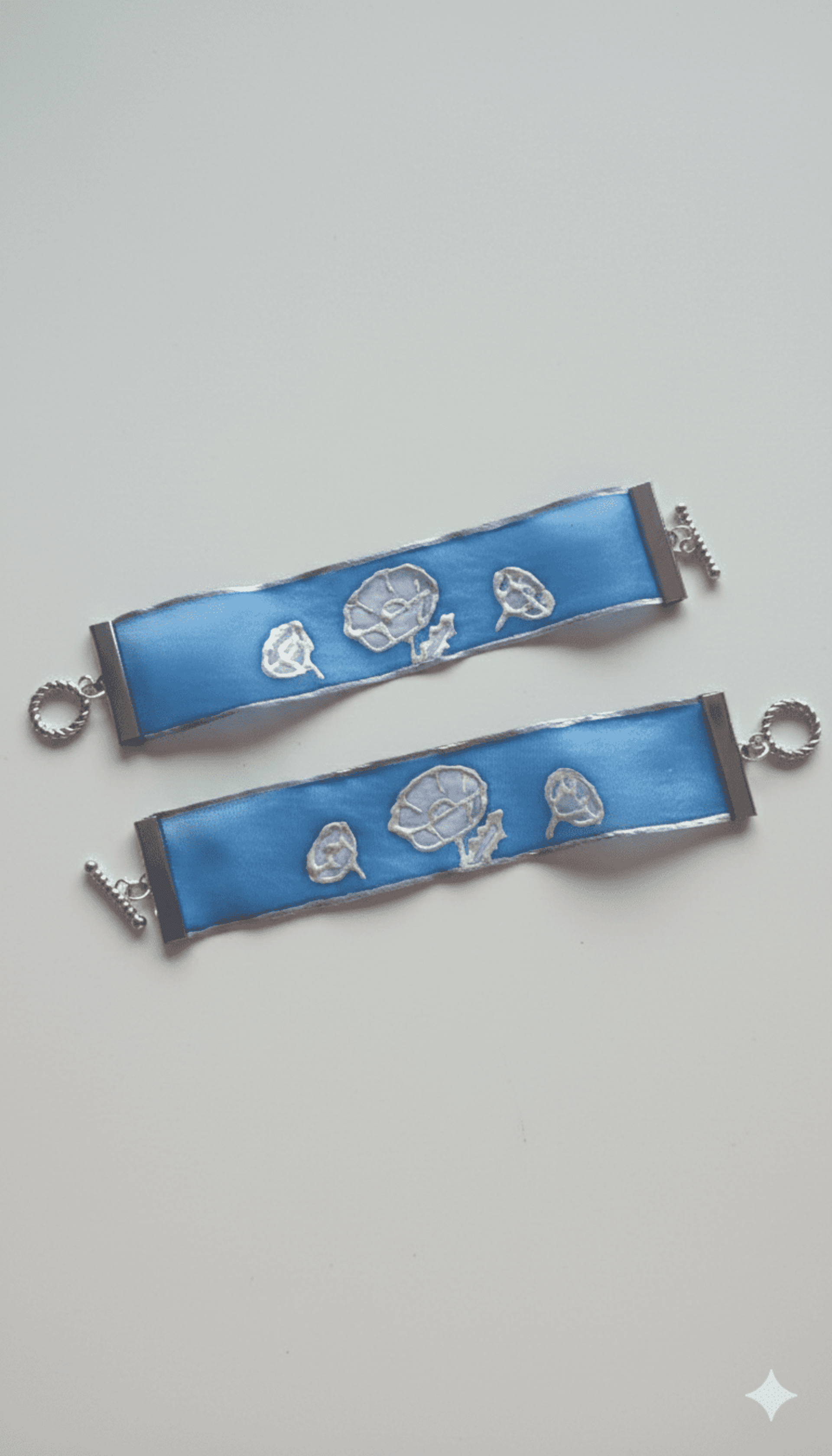 Pulsera/brazalete de seda pintado a mano con diseños sol y amapolas - 8