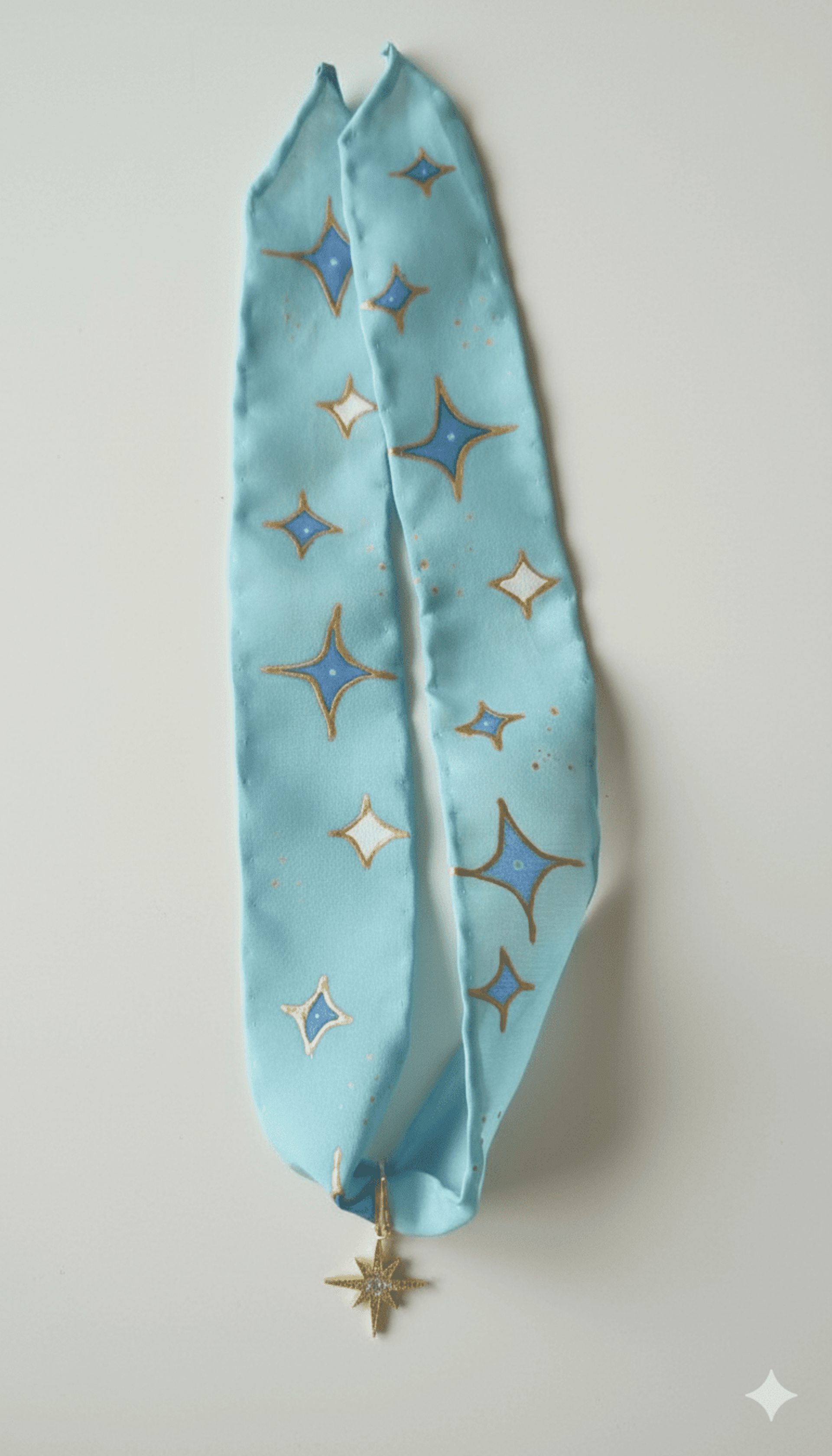 Collar de seda pintado a mano con estrellas y colgante de estrella - 6