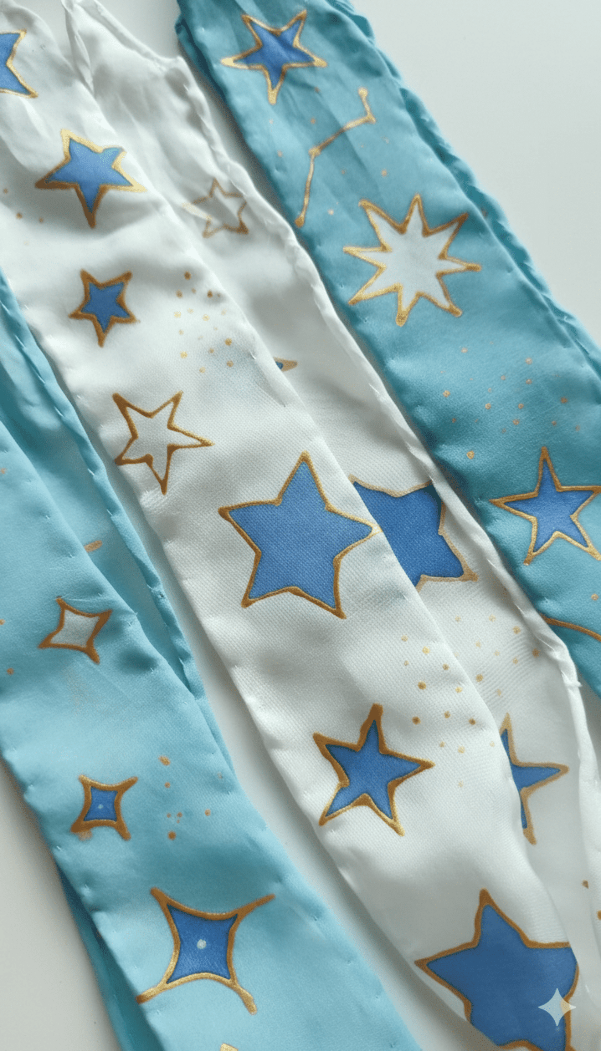 Collar de seda pintado a mano con estrellas y colgante de estrella - 5