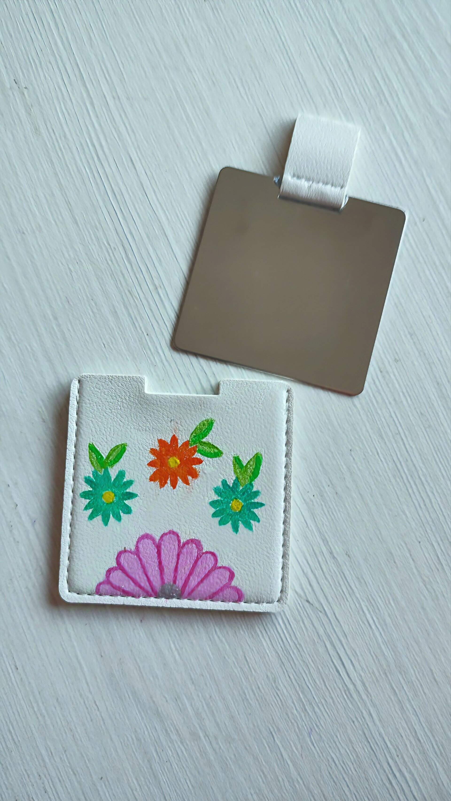 Set de Neceser y Espejo pintado a mano con margaritas - 5