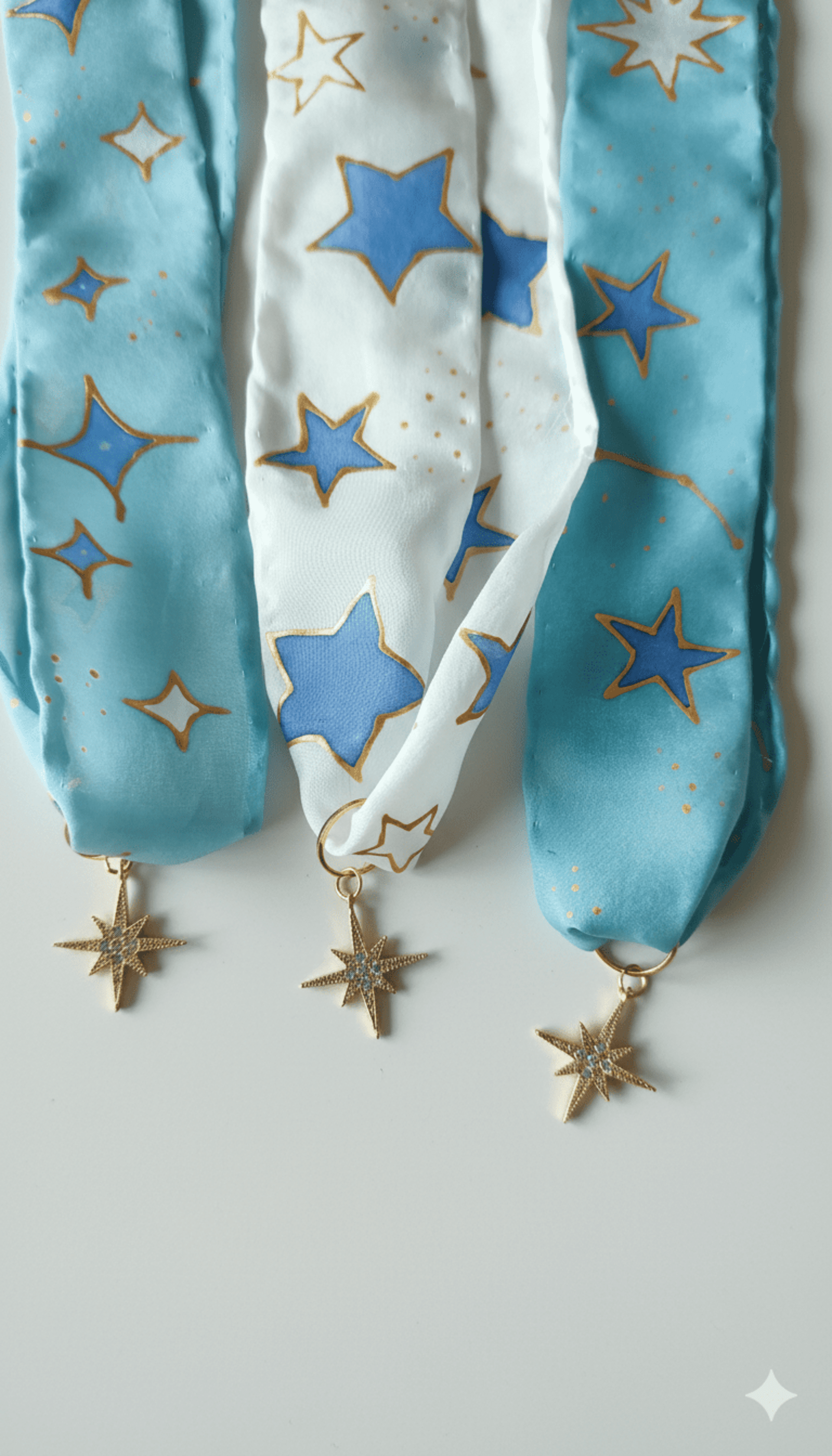 Collar de seda pintado a mano con estrellas y colgante de estrella - 3