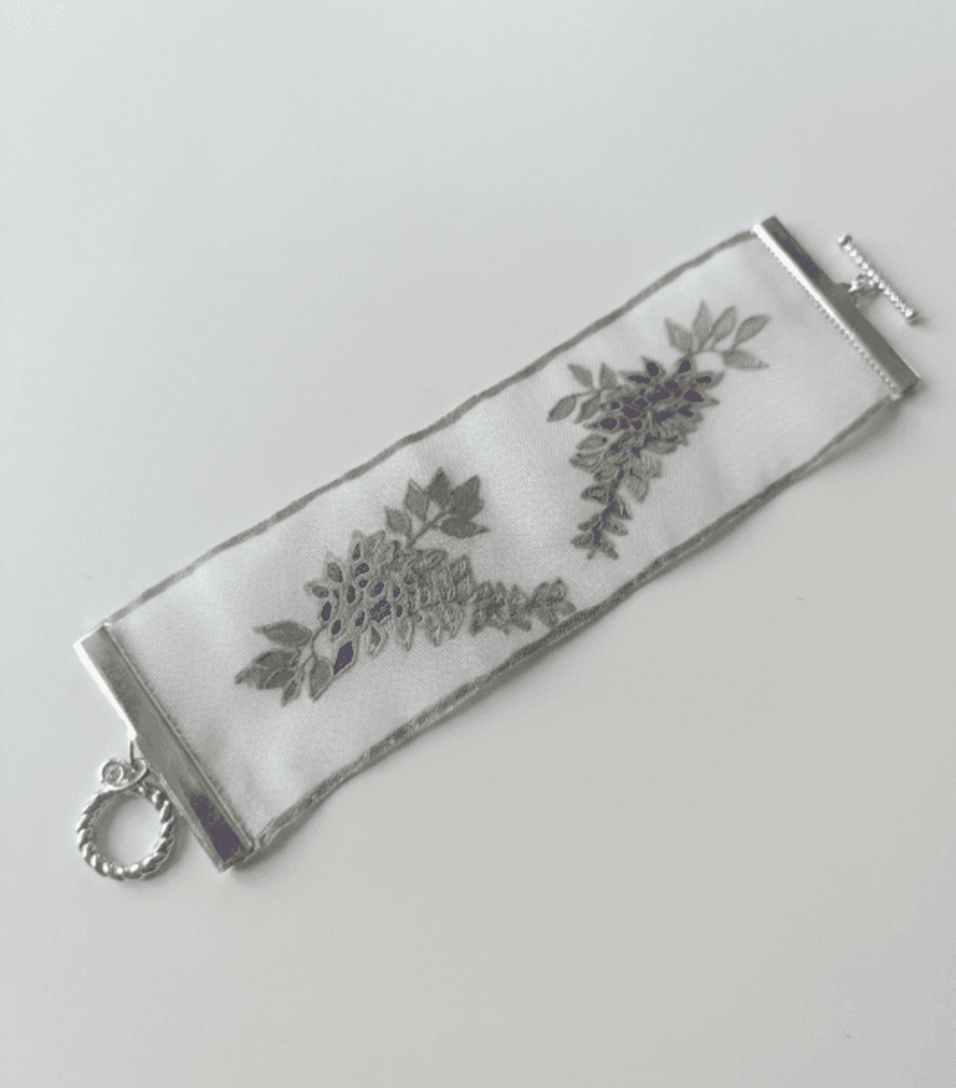 Pulsera Seda Natural Pintada a Mano • Estilo Bridgerton • Glicinias y Rodio - 6